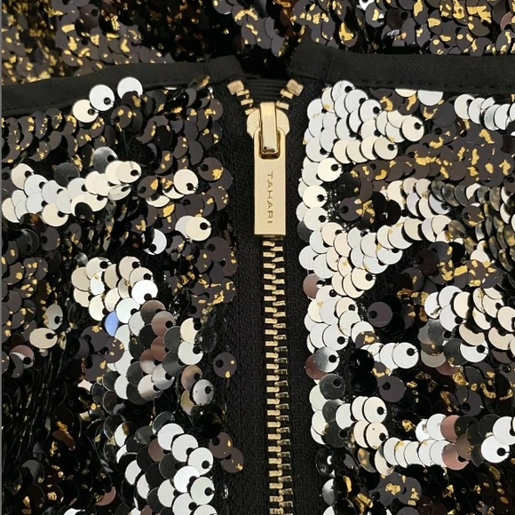 Tahari Womens Stretch Sequin Long Sleeve Dress - Picture 5 of 6